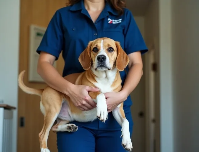 Technician respectfully transporting a deceased dog in Cardinia